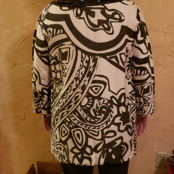 Sandy Starkman Black White Elegant Blouse Large - Picture 6 of 8